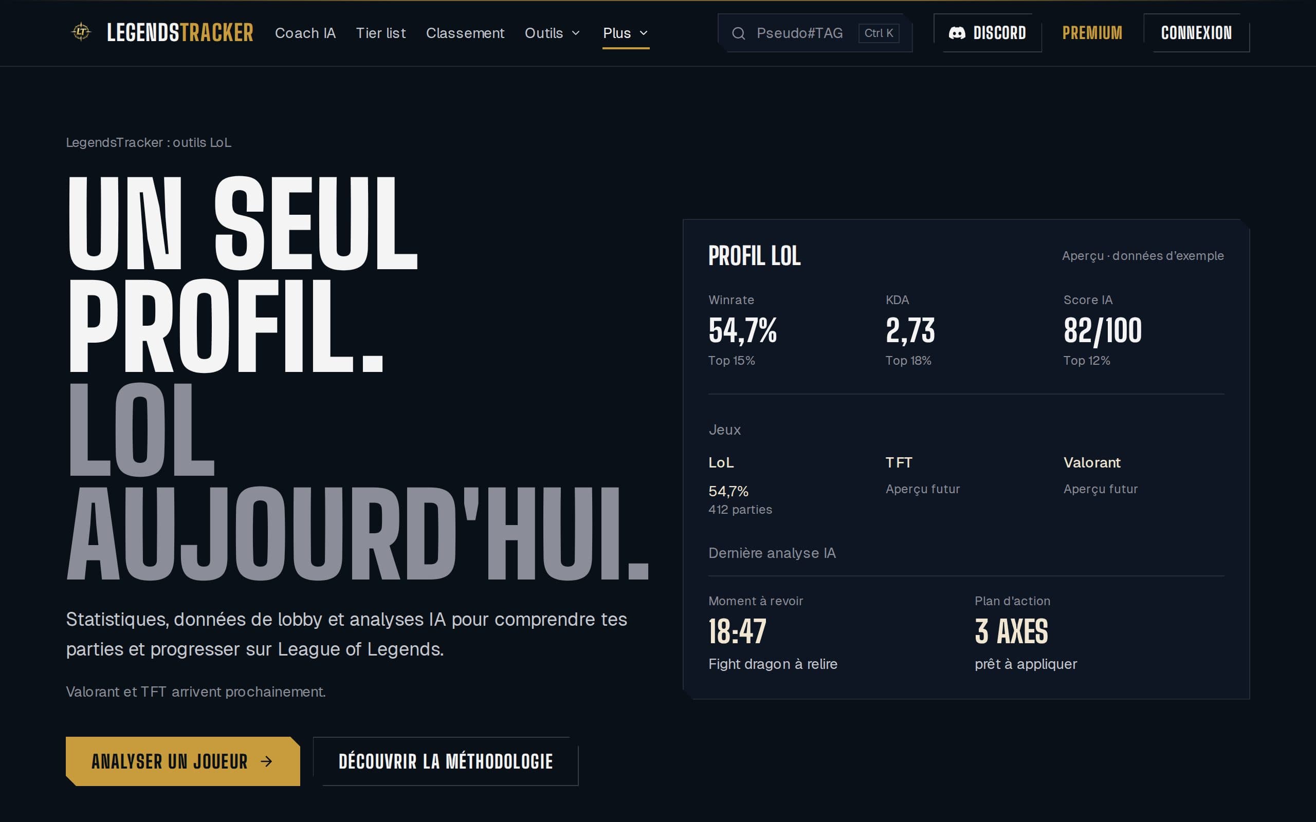 Page d’accueil de legendstracker.fr