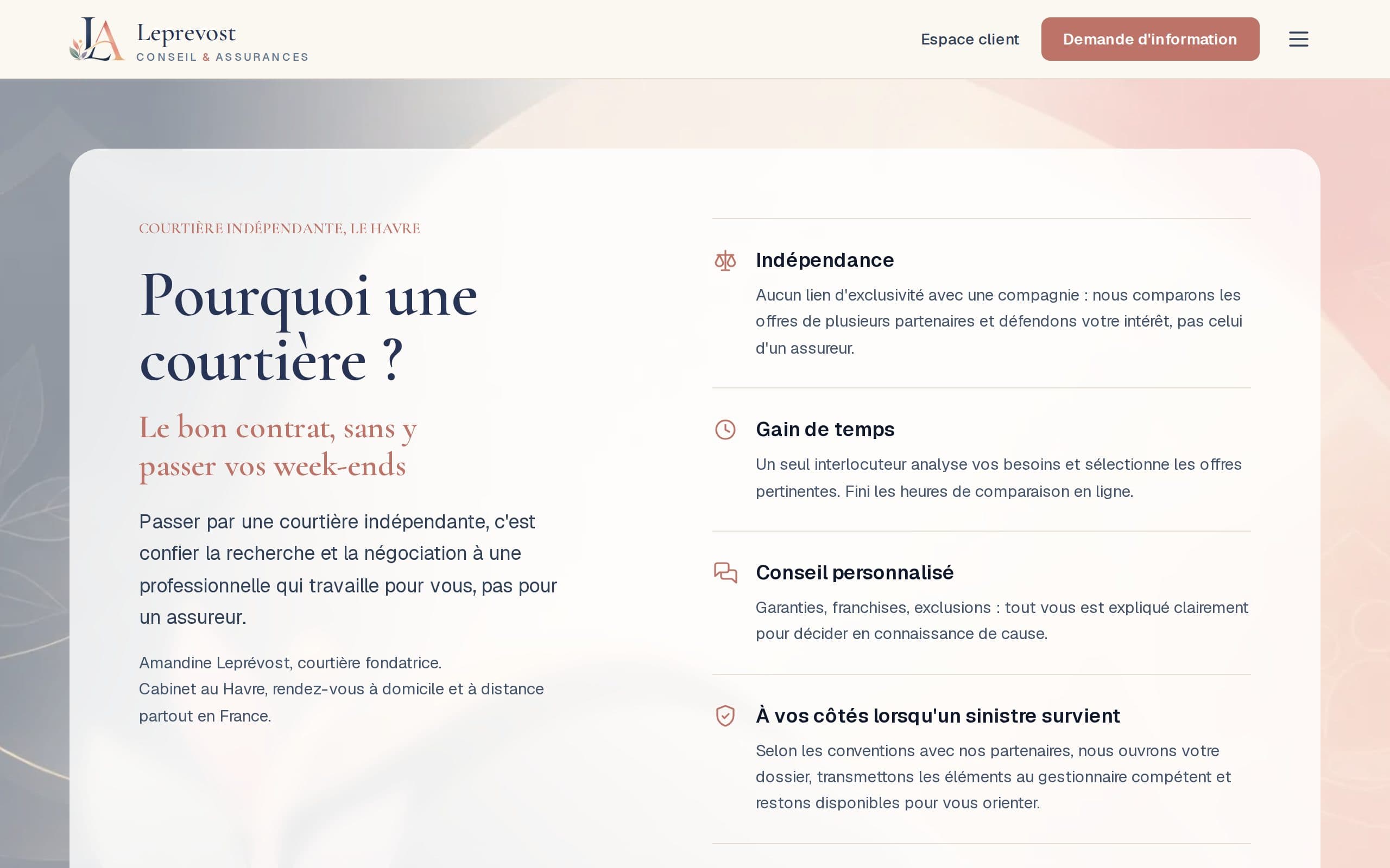 Page d’accueil de leprevostassurances.fr
